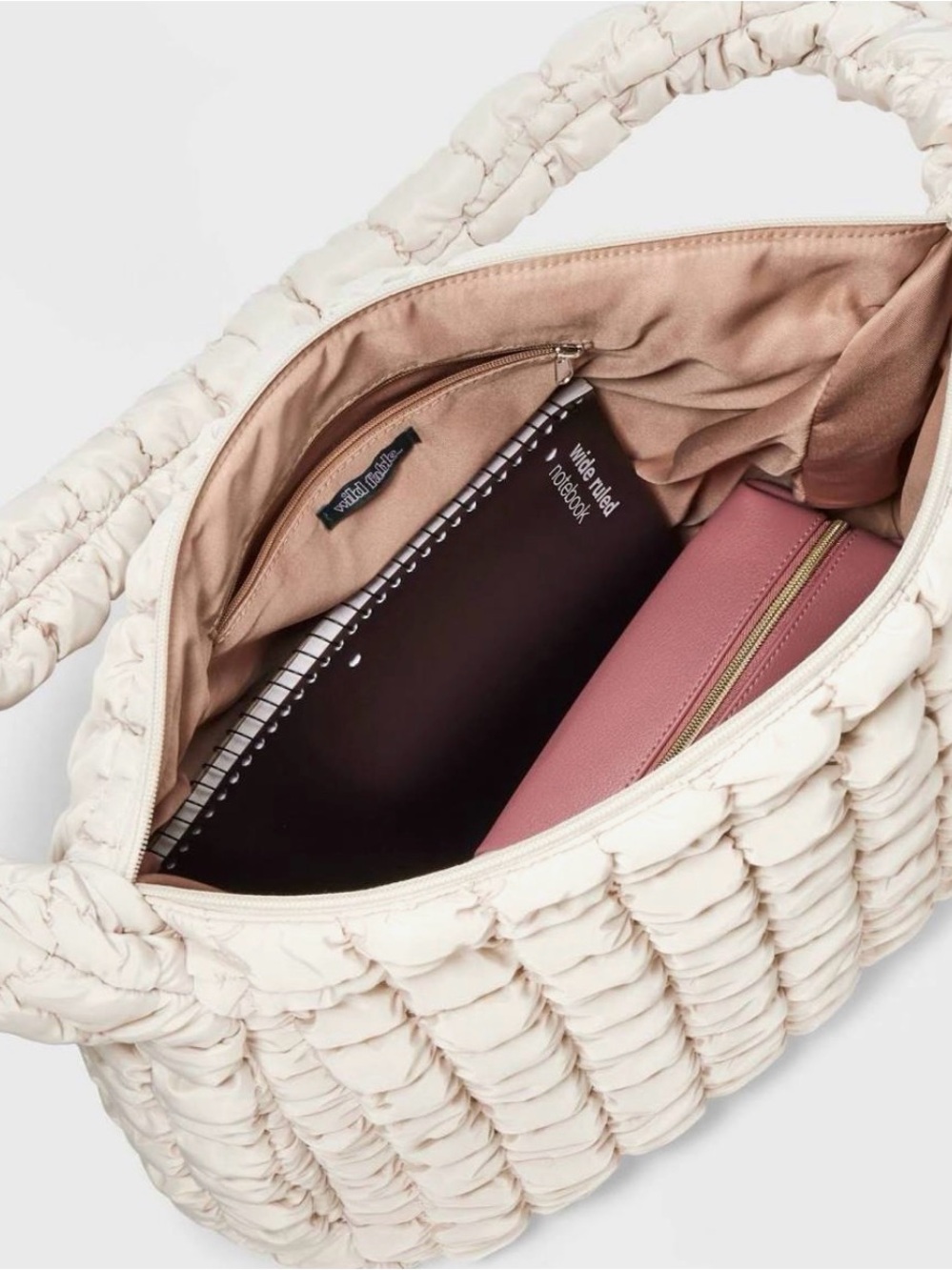 wild fable Quilted Loop-Detail Shoulder Tote in Beige - Picture 4 of 8